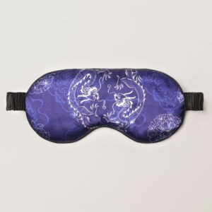 Midnight Blue Floral Silk Sleep Mask