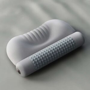 Textured Grey Cylindrical Neck Roll Pillow