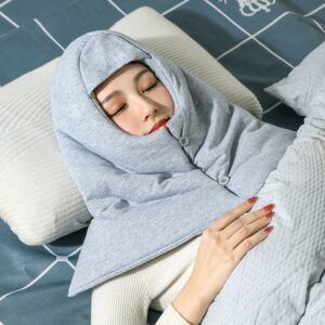 Full-Coverage Grey Sleep Hood Pillow
